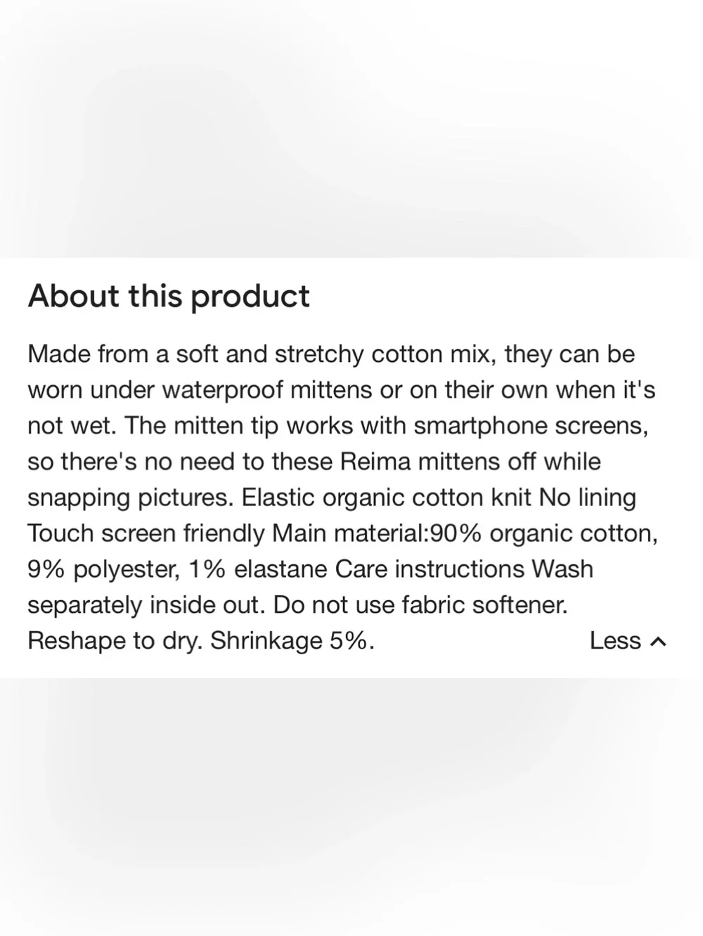 Reima organic cotton mittens